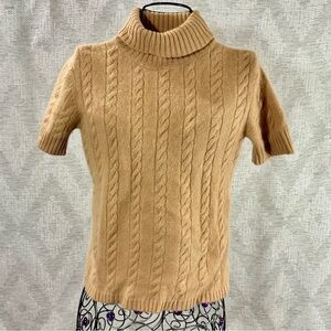 Wendy B cashmere tan turtleneck short sleeve sweater size S